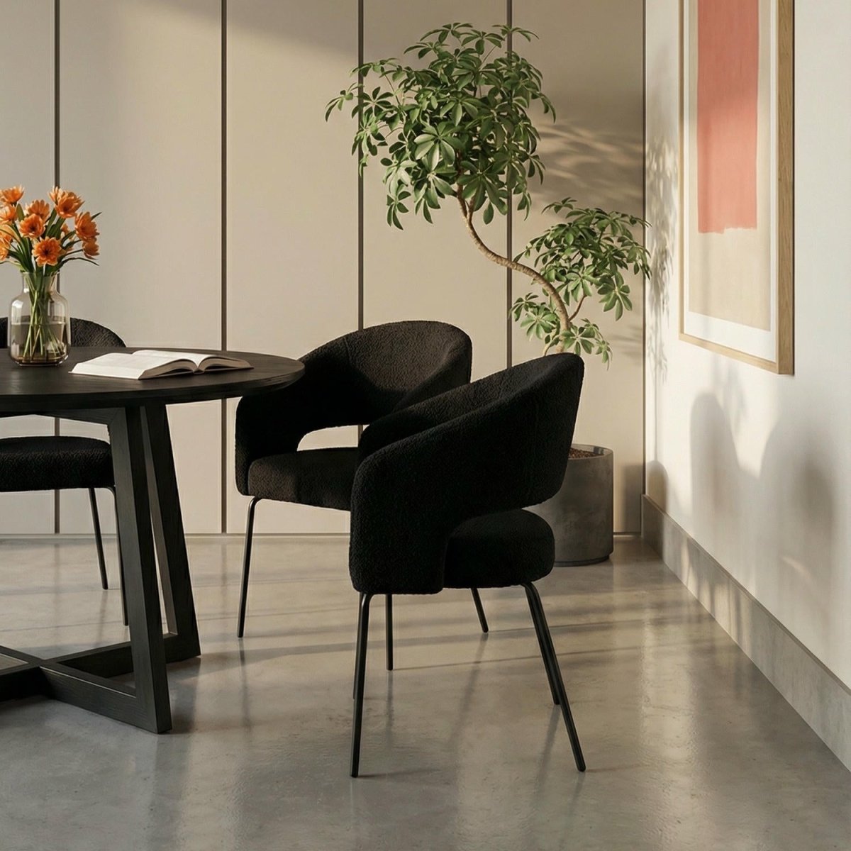 4er Set Esszimmerstühle mit Armlehne - Schwarz - FURNHOUSE