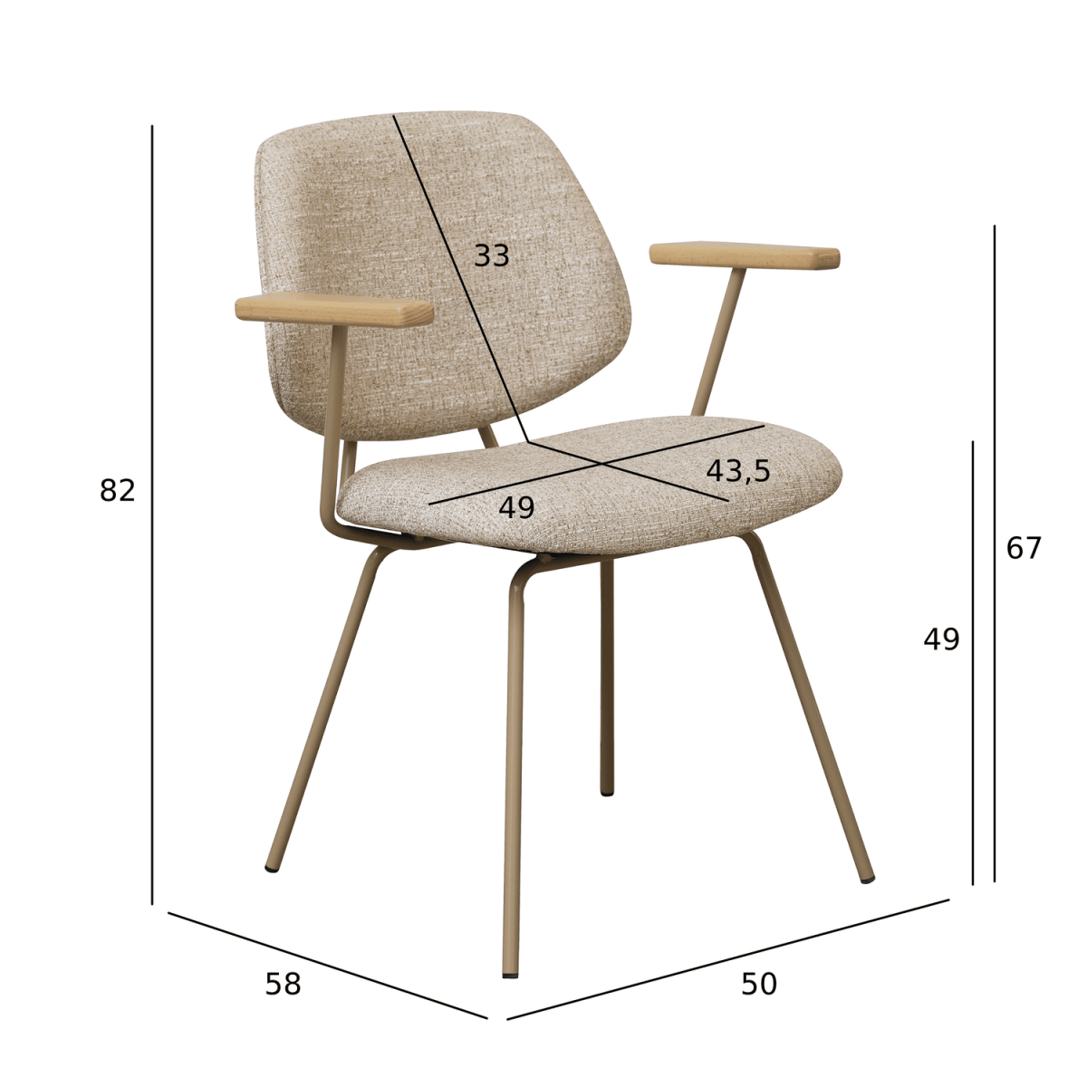4er Set Esszimmerstühle mit Armlehne Sofia - Beige - FURNHOUSE