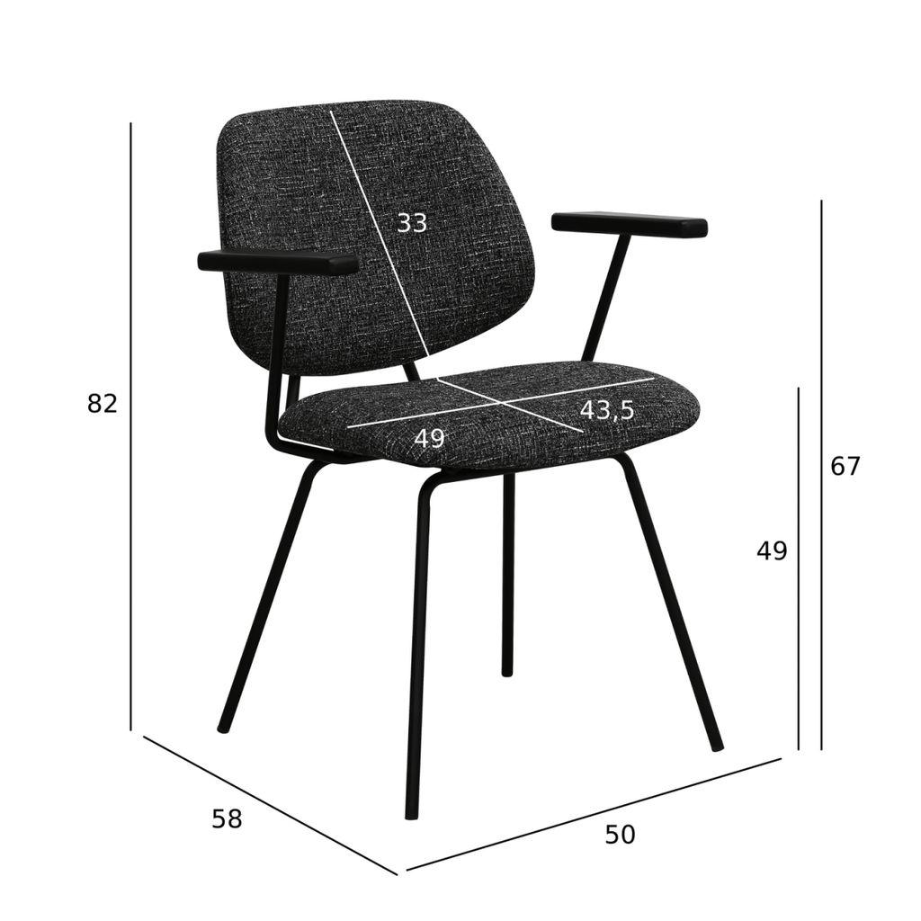 4er Set Esszimmerstühle mit Armlehne Sofia - Schwarz - FURNHOUSE