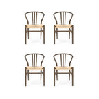 4er Set Esszimmerstühle Nicoline, Räuchereiche mit Sitz aus Papiergarn