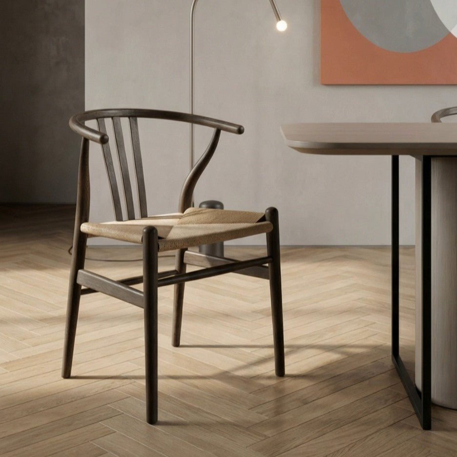 4er Set Esszimmerstühle Nikoline mit Geflechtsitz - Räuchereiche - FURNHOUSE