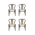 4er Set Esszimmerstühle Nikoline mit Geflechtsitz - Schwarz - FURNHOUSE