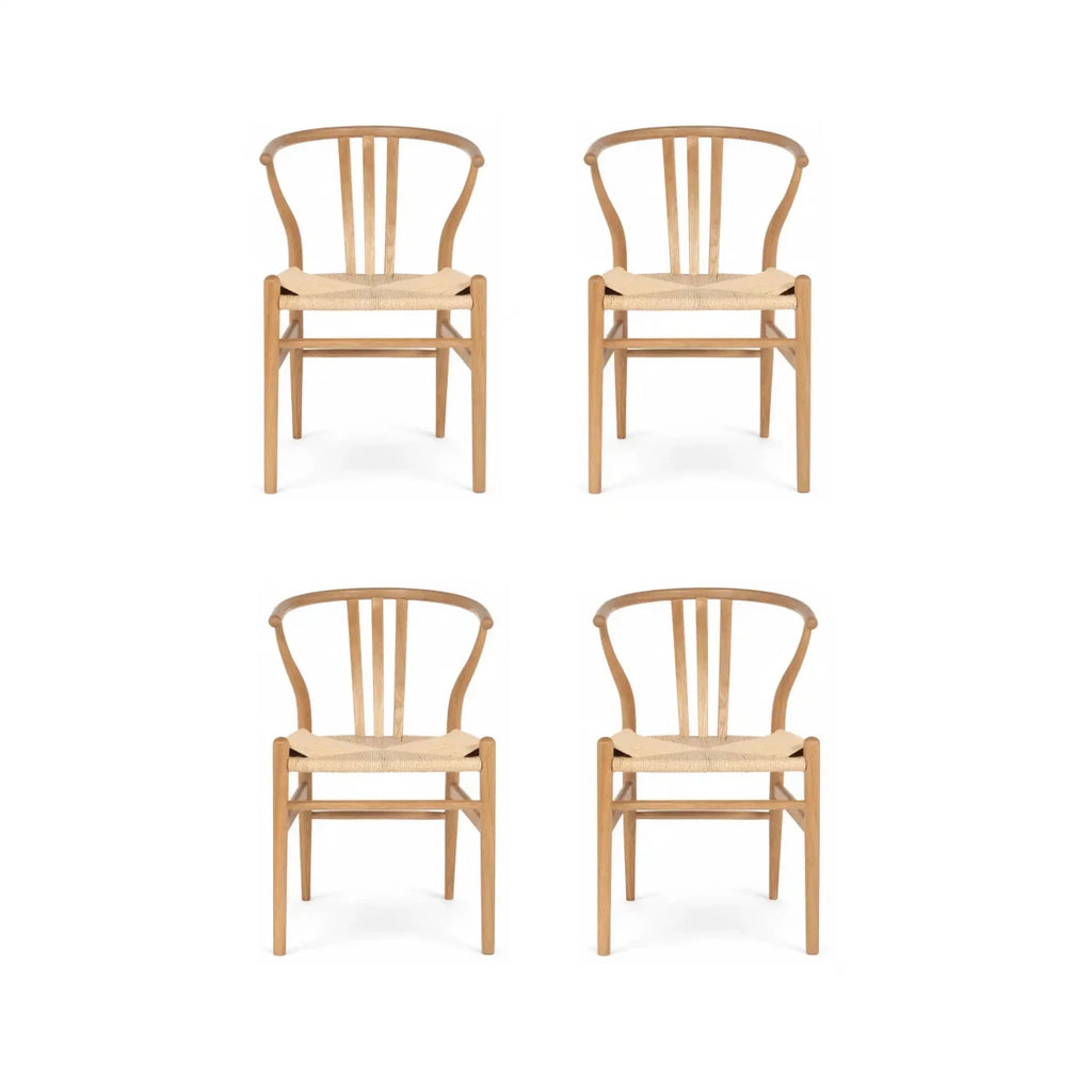 4er Set Esszimmerstühle Nikoline mit Geflechtsitz - Wildeiche - FURNHOUSE