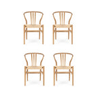 4er Set Esszimmerstühle Nikoline mit Geflechtsitz - Wildeiche - FURNHOUSE