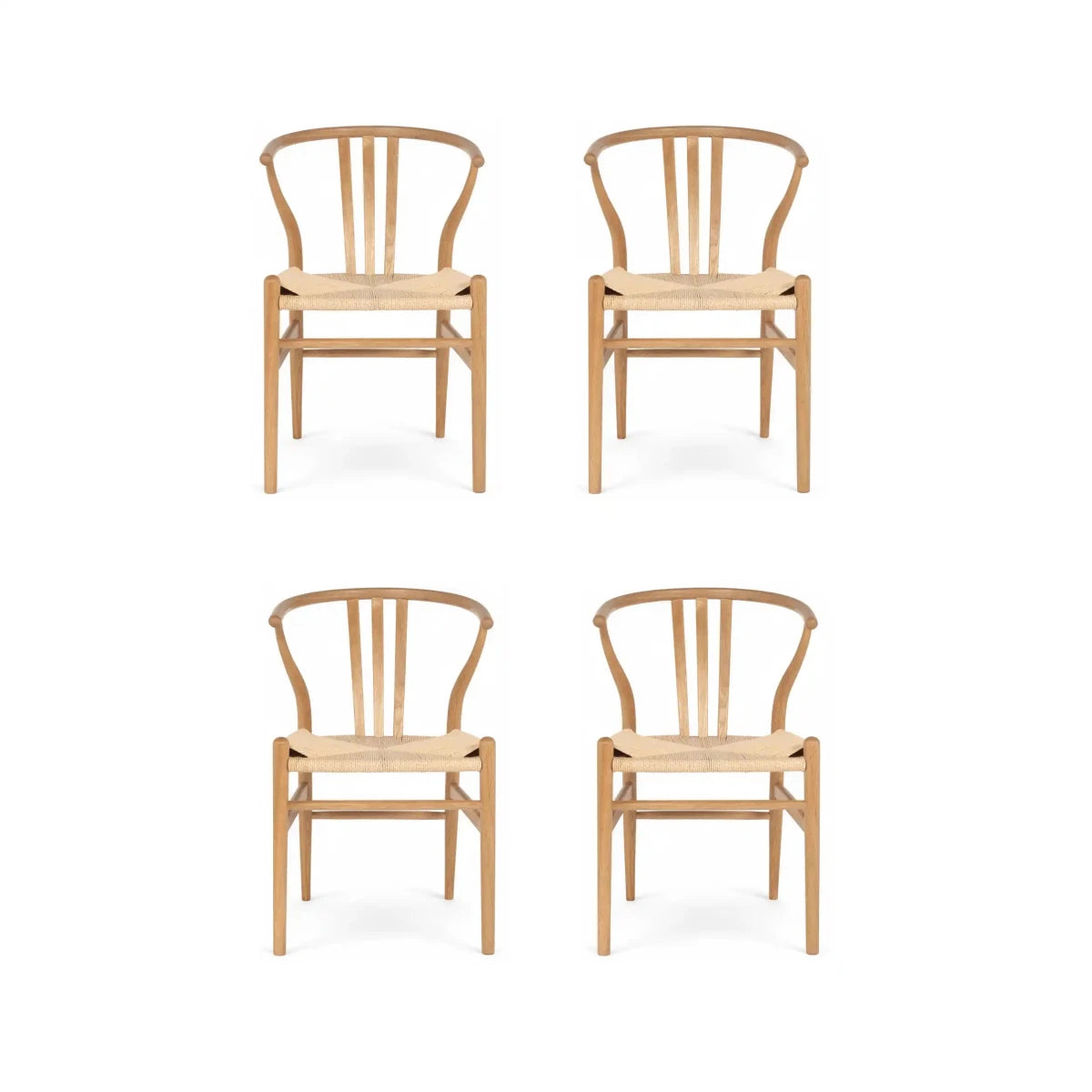 4er Set Esszimmerstühle Nikoline mit Geflechtsitz - Wildeiche - FURNHOUSE