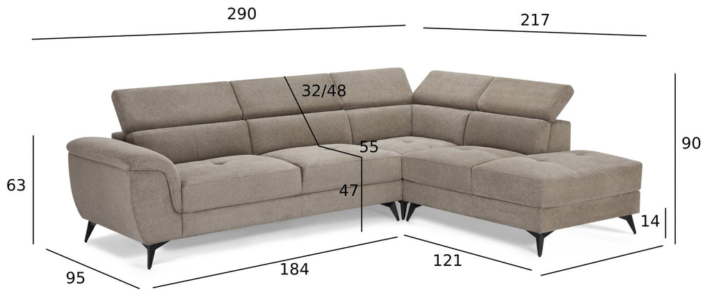 5-Sitzer Ecksofa Rechts Betis Beige - FURNHOUSE
