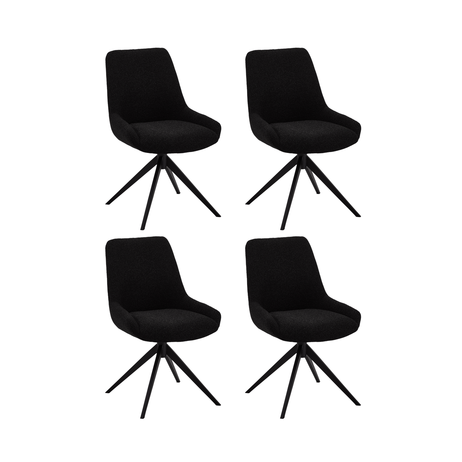 4er Set Esszimmerstühle Helena - Drehbar - Schwarz