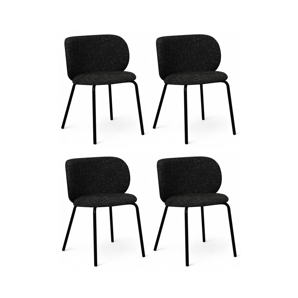 4er Set Esszimmerstühle Nanna - Schwarz