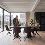 6er Set Esszimmerstühle Isabel - Drehbar, Kunstleder Dunkelbraun - FURNHOUSE