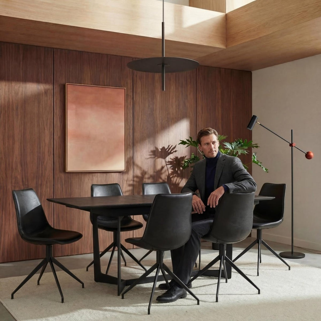 6er Set Esszimmerstühle Isabel - Drehbar - Schwarz - IBBE DESIGN - FURNHOUSE