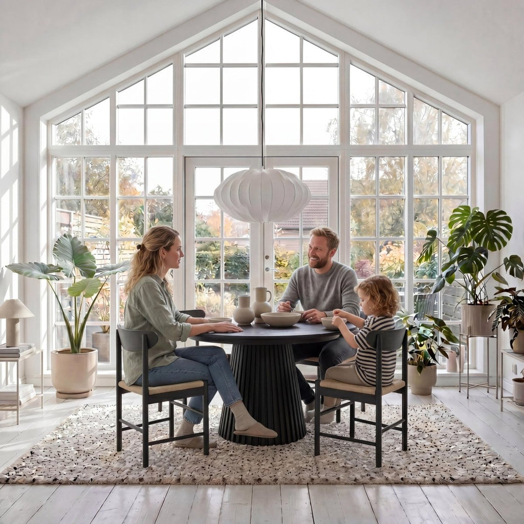6er Set Esszimmerstühle Malou mit Geflechtsitz - Schwarz - IBBE DESIGN - FURNHOUSE