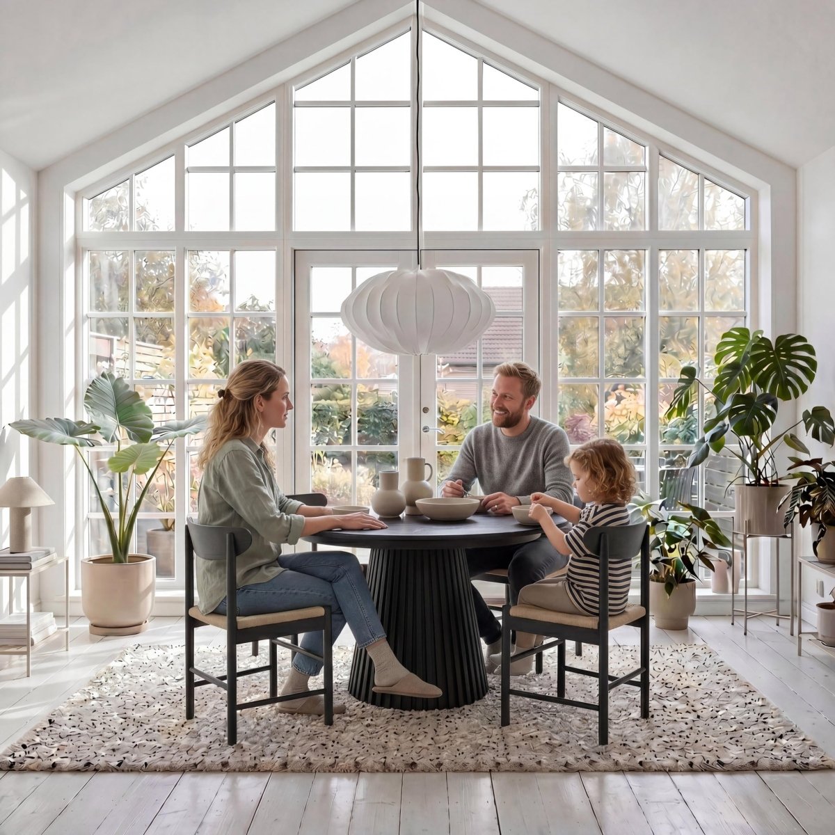 6er Set Esszimmerstühle Malou mit Geflechtsitz - Schwarz - IBBE DESIGN - FURNHOUSE