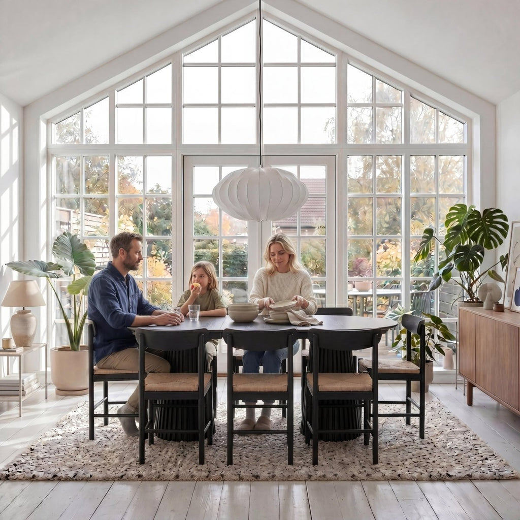 6er Set Esszimmerstühle Malou mit Geflechtsitz - Schwarz - IBBE DESIGN - FURNHOUSE