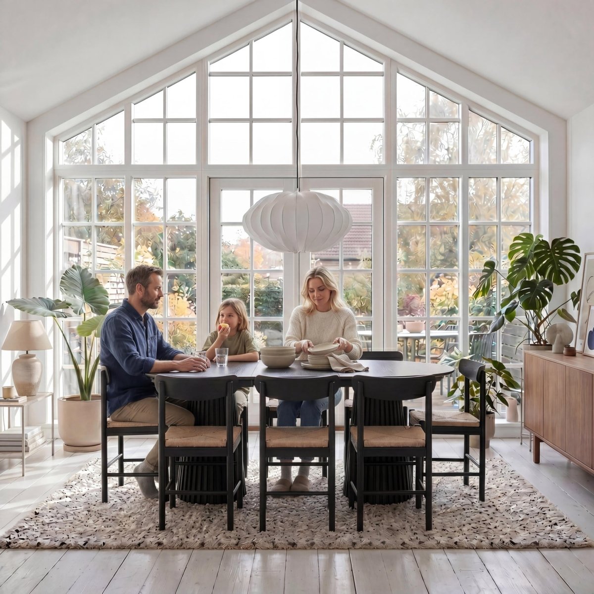 6er Set Esszimmerstühle Malou mit Geflechtsitz - Schwarz - IBBE DESIGN - FURNHOUSE
