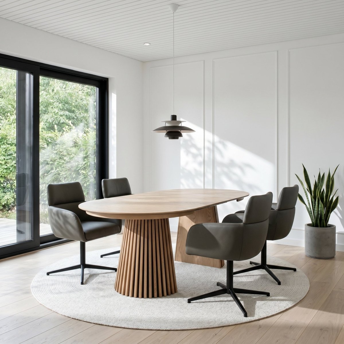 6er Set Esszimmerstühle mit Armlehne - Drehbar - Olivgrün - IBBE DESIGN - FURNHOUSE