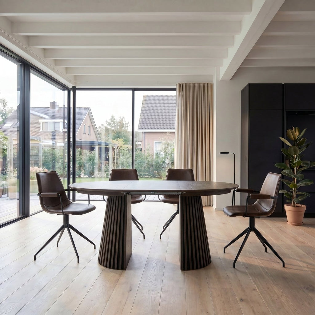 6er Set Esszimmerstühle mit Armlehne Isabel - Drehbar - Dunkelbraun - IBBE DESIGN - FURNHOUSE