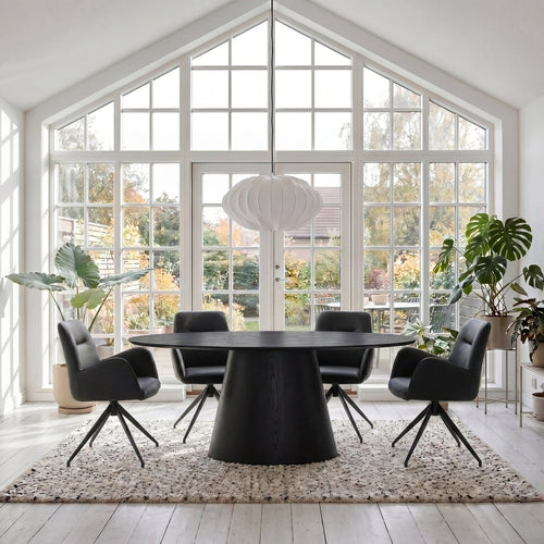 6er Set Esszimmerstühle mit Armlehne Jennifer - Drehbar - Schwarz - IBBE DESIGN - FURNHOUSE