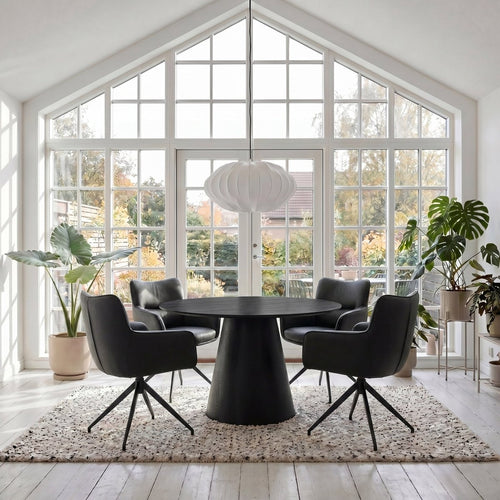 6er Set Esszimmerstühle mit Armlehne Jessica - Drehbar - Schwarz - IBBE DESIGN - FURNHOUSE