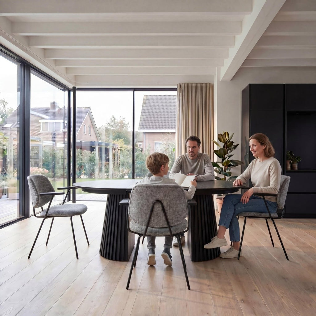 6er Set Esszimmerstühle mit Armlehne Sofia - Grau - IBBE DESIGN - FURNHOUSE