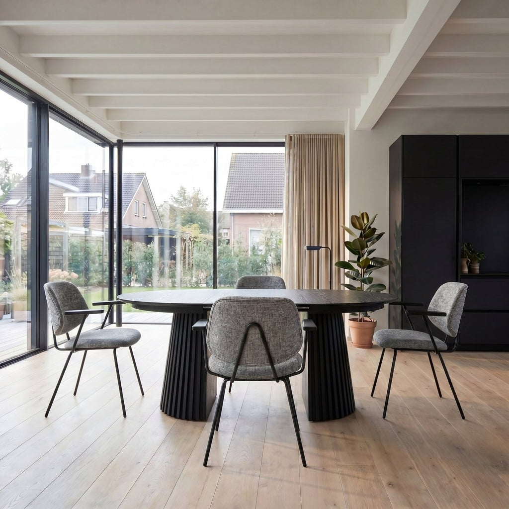 6er Set Esszimmerstühle mit Armlehne Sofia - Grau - IBBE DESIGN - FURNHOUSE