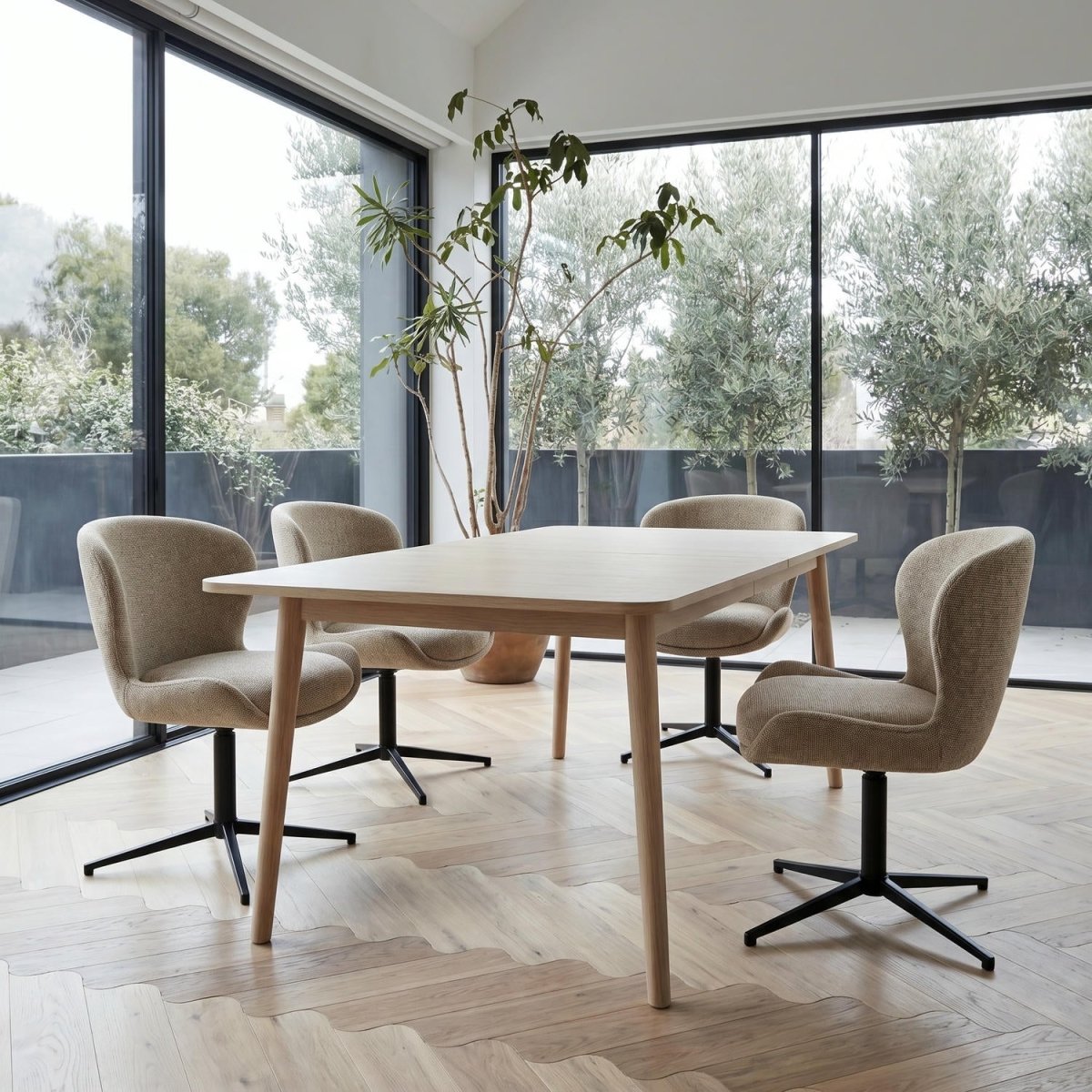6er Set Esszimmerstühle Nicklas - Drehbar - Beige - IBBE DESIGN - FURNHOUSE