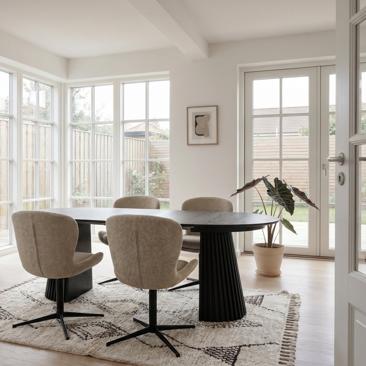6er Set Esszimmerstühle Nicklas - Drehbar - Beige - IBBE DESIGN - FURNHOUSE