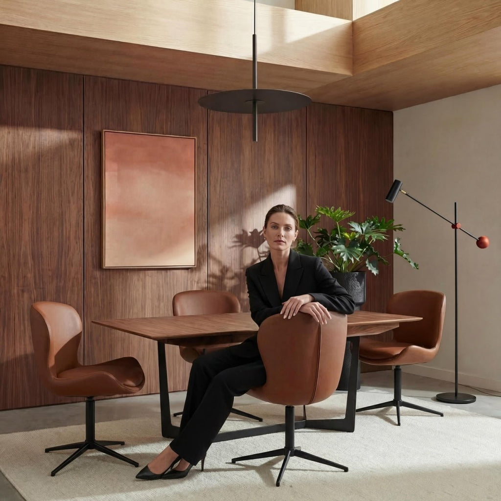 6er Set Esszimmerstühle Nicklas - Drehbar - Dunkelbraun - IBBE DESIGN - FURNHOUSE