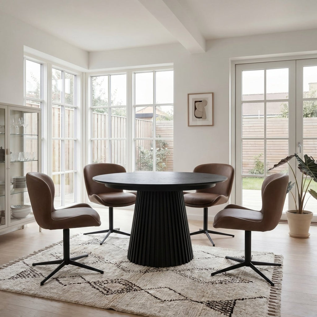 6er Set Esszimmerstühle Nicklas - Drehbar - Dunkelbraun - IBBE DESIGN - FURNHOUSE