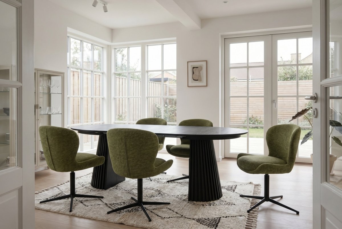 6er Set Esszimmerstühle Nicklas - Drehbar - Grün - IBBE DESIGN - FURNHOUSE