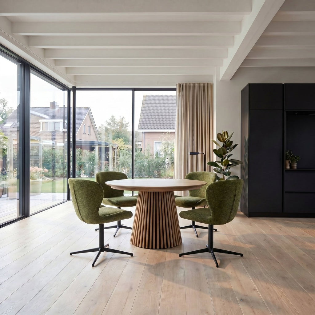6er Set Esszimmerstühle Nicklas - Drehbar - Grün - IBBE DESIGN - FURNHOUSE