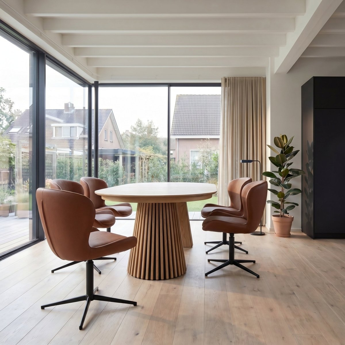 6er Set Esszimmerstühle Nicklas - Drehbar - Hellbraun - IBBE DESIGN - FURNHOUSE