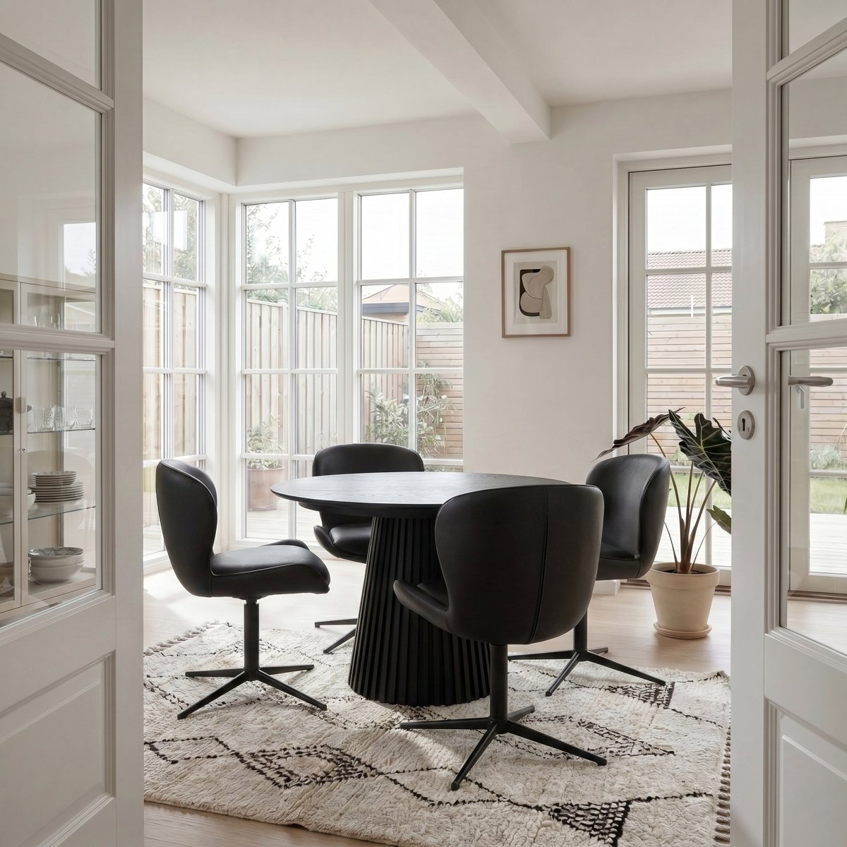 6er Set Esszimmerstühle Nicklas - Drehbar - Schwarz - IBBE DESIGN - FURNHOUSE