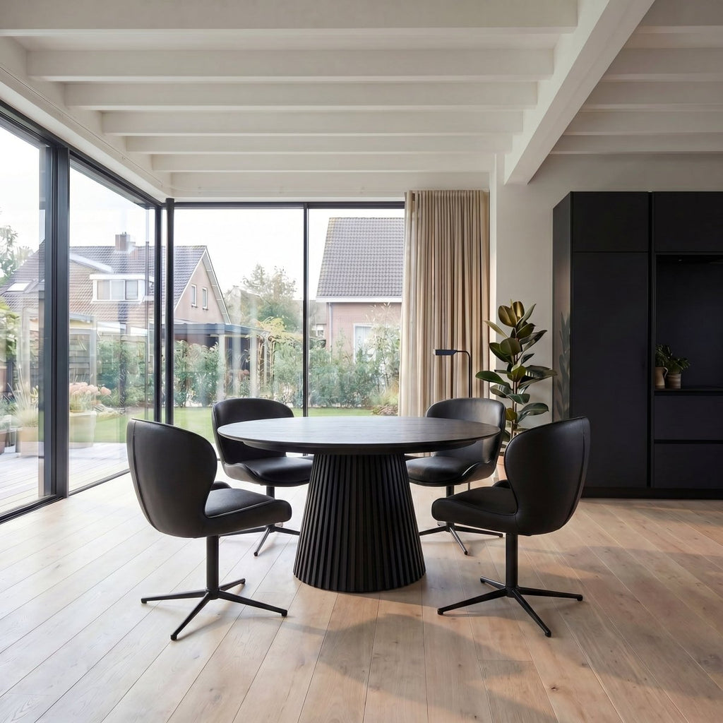 6er Set Esszimmerstühle Nicklas - Drehbar - Schwarz - IBBE DESIGN - FURNHOUSE