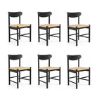 6er Set Esszimmerstühle Malou, Schwarz mit Sitz aus Papiergarn