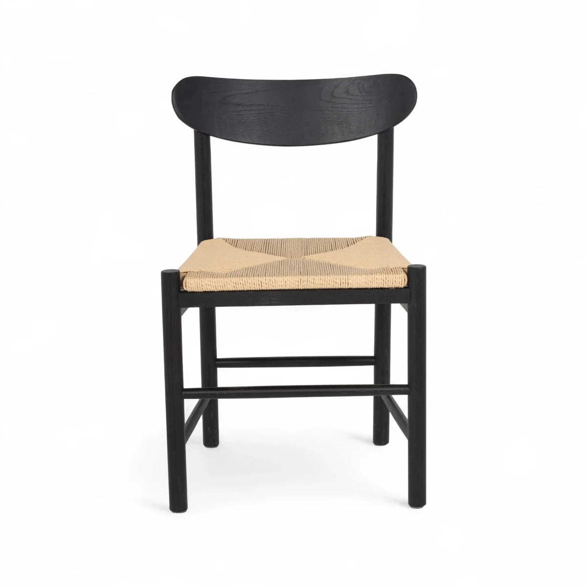 2er Set Esszimmerstühle Malou mit Geflechtsitz - Schwarz - FURNHOUSE