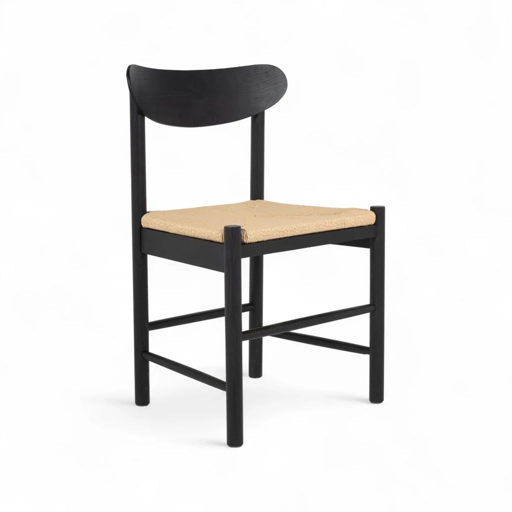 2er Set Esszimmerstühle Malou mit Geflechtsitz - Schwarz - FURNHOUSE