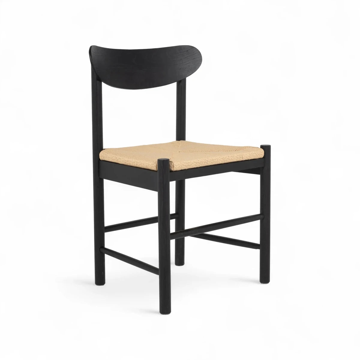 2er Set Esszimmerstühle Malou mit Geflechtsitz - Schwarz - FURNHOUSE