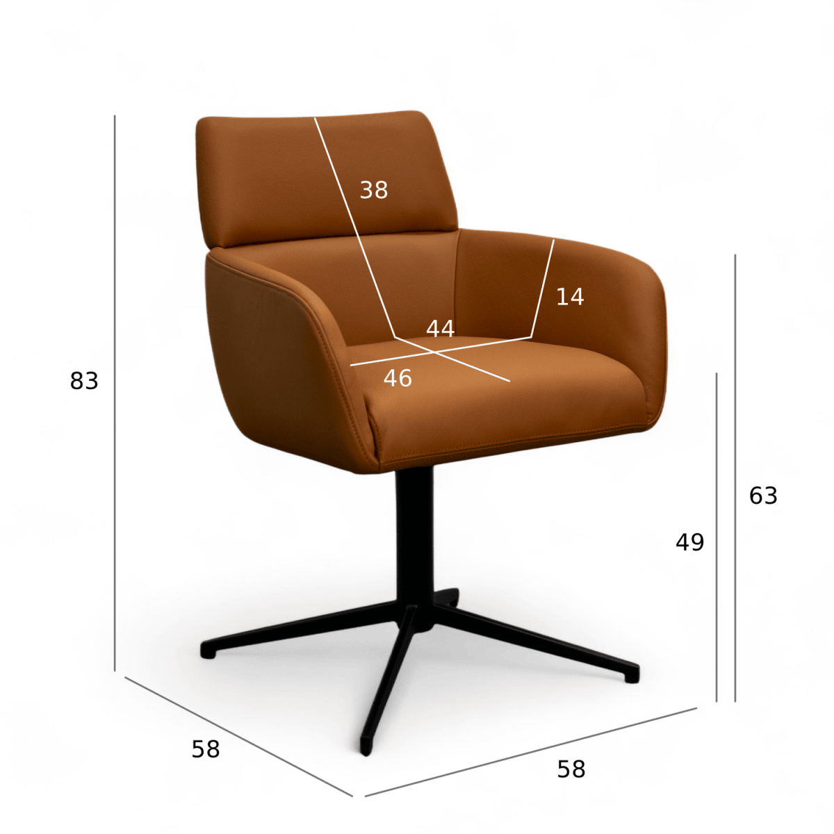 Esszimmerstuhl mit Armlehne - Drehbar - Hellbraun - FURNHOUSE