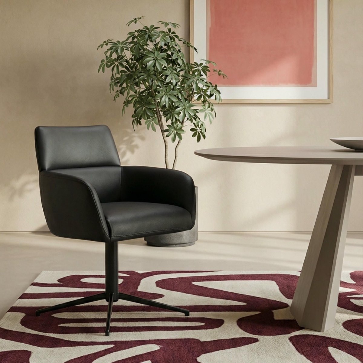 Esszimmerstuhl mit Armlehne - Drehbar - Schwarz - FURNHOUSE