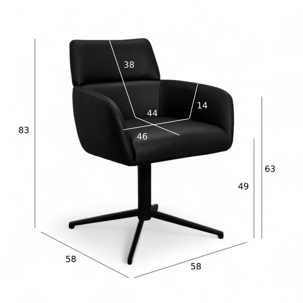 Esszimmerstuhl mit Armlehne - Drehbar - Schwarz - FURNHOUSE