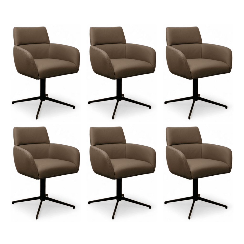 6er Set Esszimmerstühle mit Armlehne - Drehbar - Taupe - FURNHOUSE