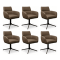 6er Set Esszimmerstühle mit Armlehne - Drehbar - Taupe - FURNHOUSE