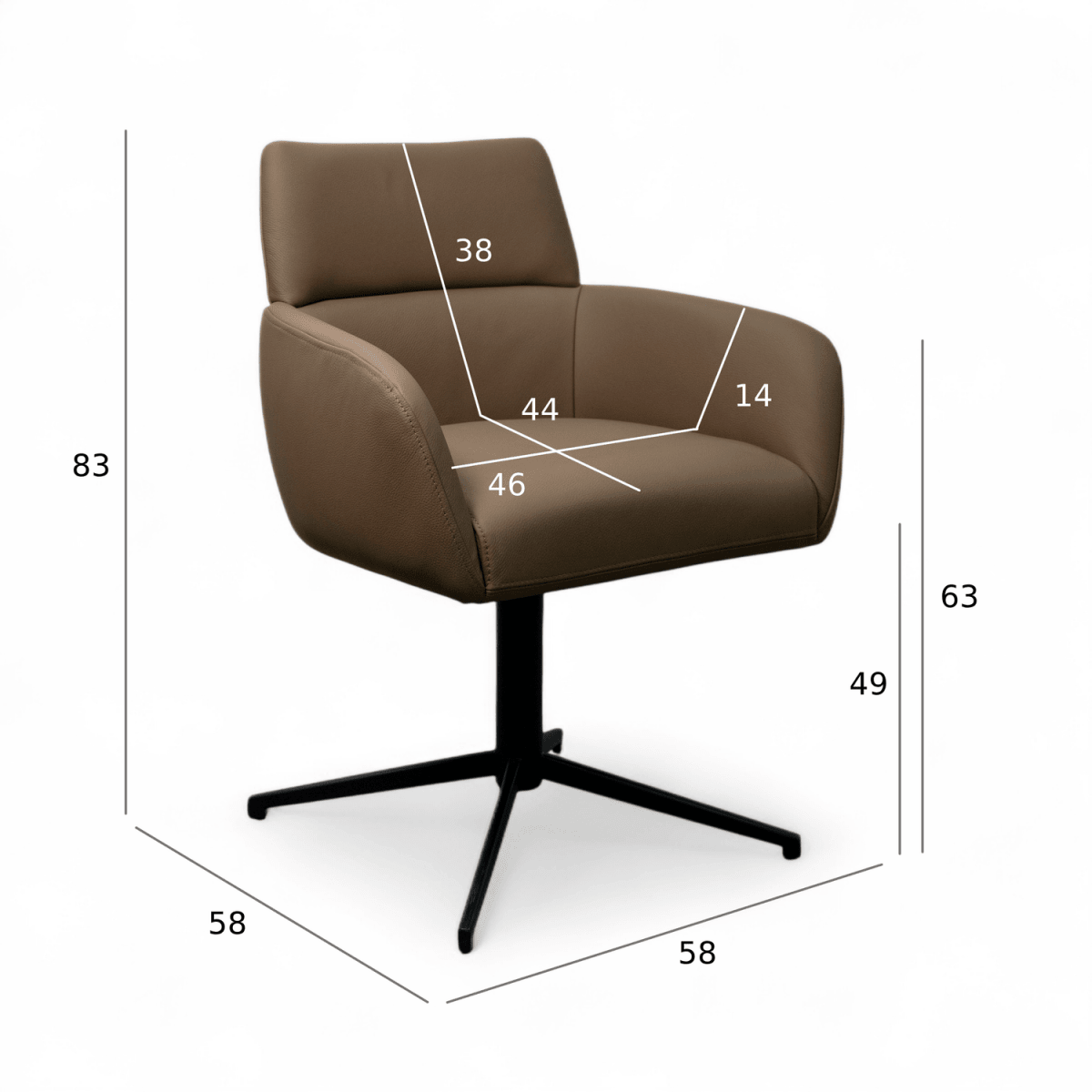 6er Set Esszimmerstühle mit Armlehne - Drehbar - Taupe - FURNHOUSE