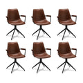 6er Set Esszimmerstühle mit Armlehne Isabel - Drehbar - Cognacbraun - FURNHOUSE