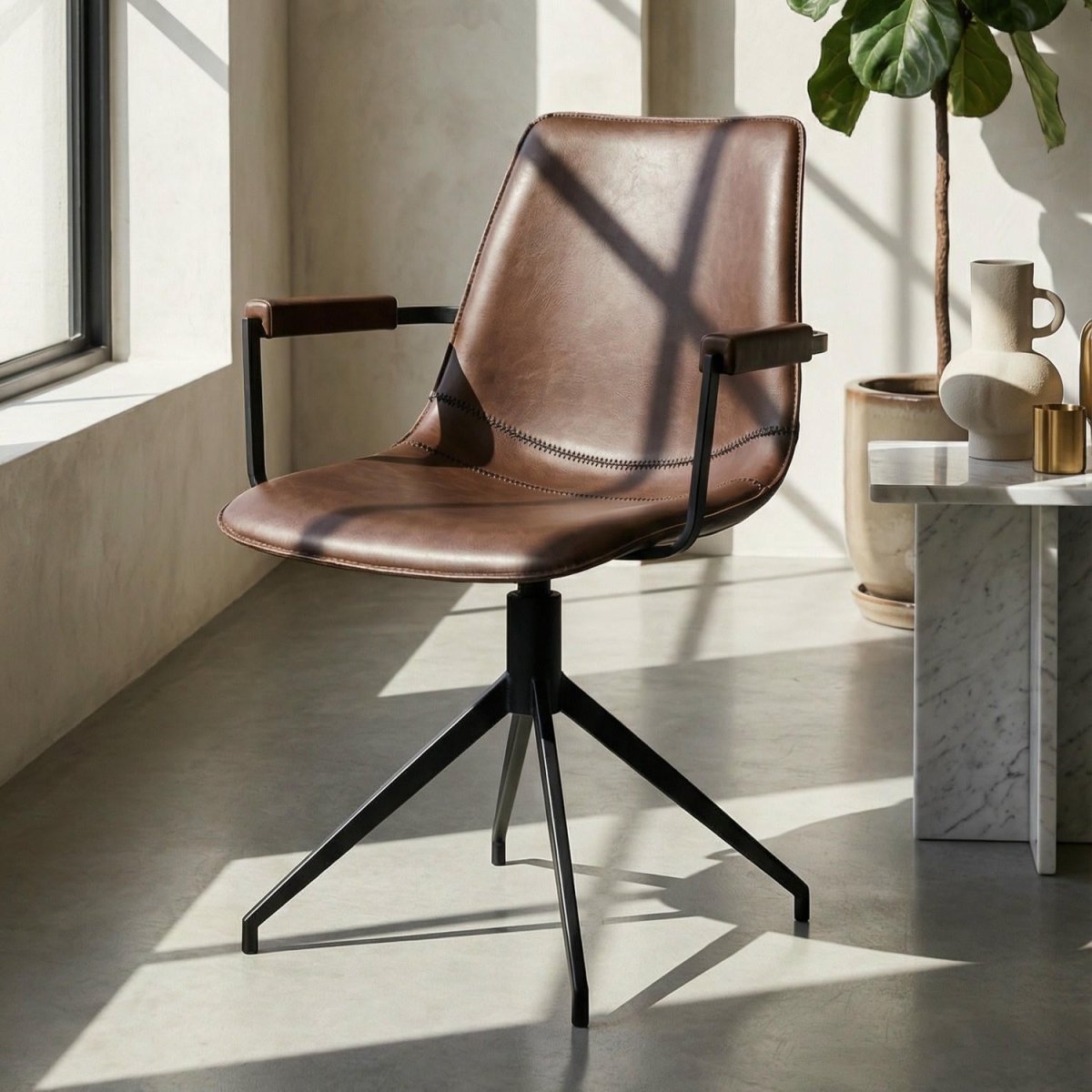 6er Set Esszimmerstühle mit Armlehne Isabel - Drehbar - Dunkelbraun - FURNHOUSE