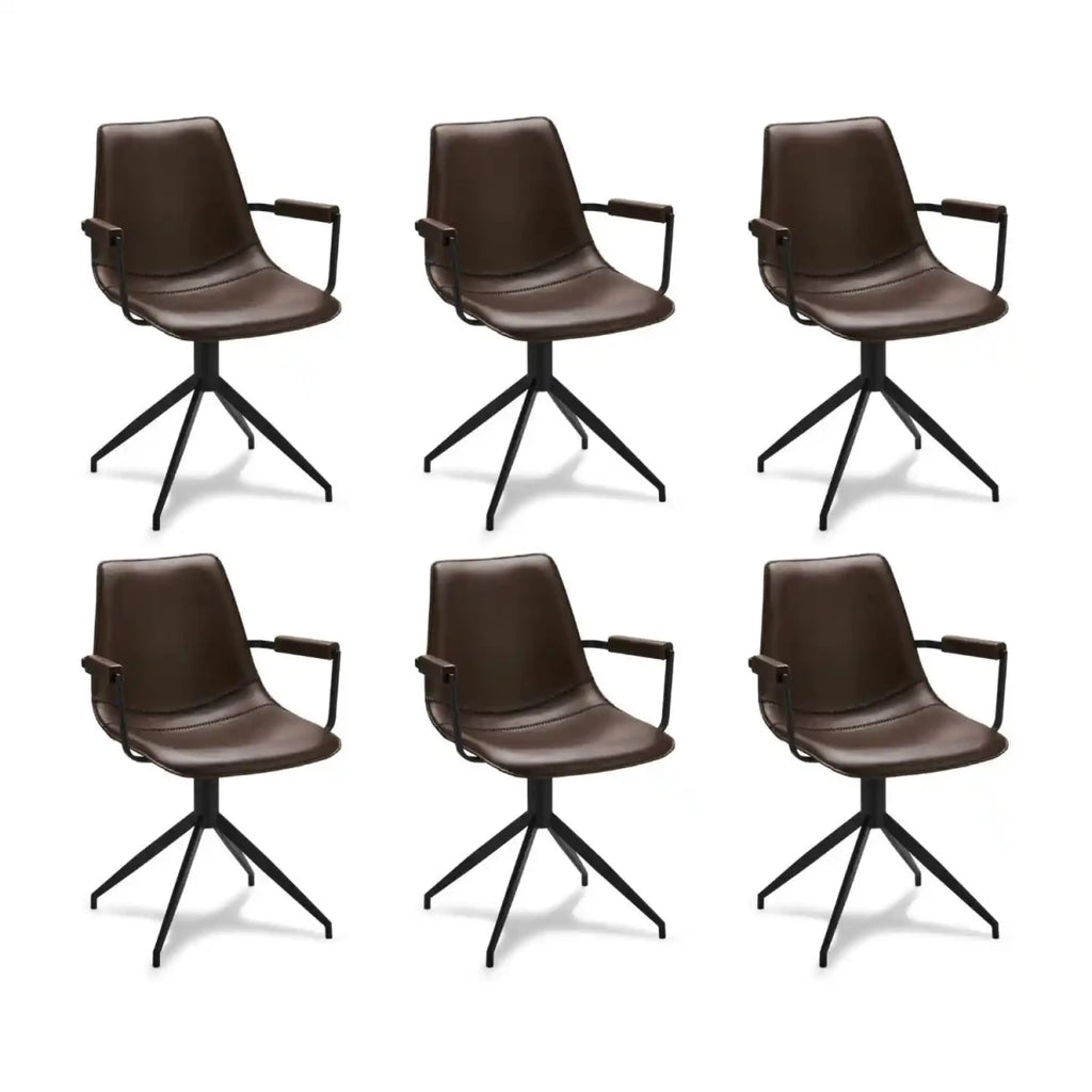 6er Set Esszimmerstühle mit Armlehne Isabel - Drehbar - Dunkelbraun - FURNHOUSE