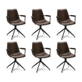6er Set Esszimmerstühle mit Armlehne Isabel - Drehbar - Dunkelbraun - FURNHOUSE