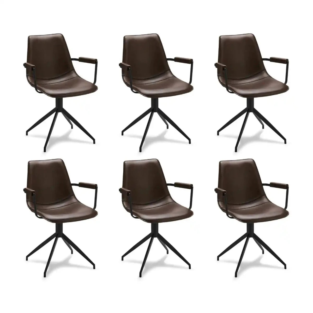 6er Set Esszimmerstühle mit Armlehne Isabel - Drehbar - Dunkelbraun - FURNHOUSE