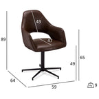 Maße Esszimmerstuhl mit Armlehne Luna Dunkelbraun: 59 x 64 x 89 cm (B x T x H), Sitzhöhe 49 cm