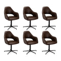 6er Set Esszimmerstühle mit Armlehne Luna - Drehbar - Dunkelbraun - FURNHOUSE